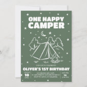 Invitation d'anniversaire 1 an "One Happy Camper" (Devant)