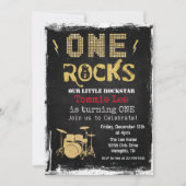 Invitation d'anniversaire 1 an One Rocks Rockstar (Devant)
