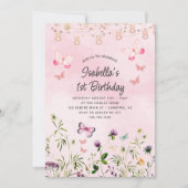 Invitation d'anniversaire 1 an Papillon Fleur Sauv (Devant)