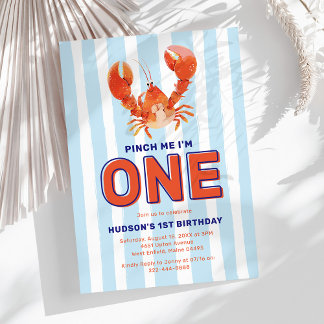 Invitation d'anniversaire 1 an Pinch Me Crabe Mign
