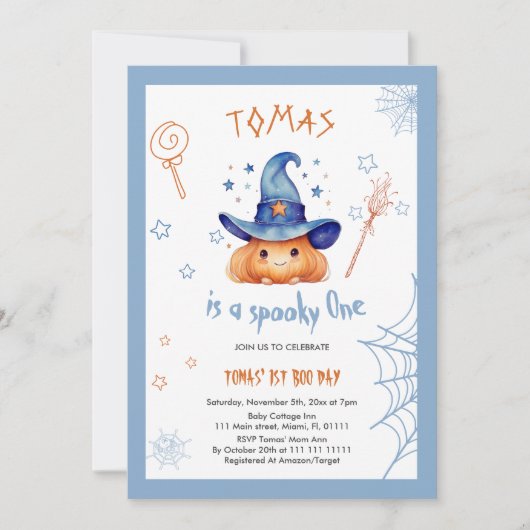 Invitation d'anniversaire 1 an pour garçon Hallowe (Devant)