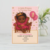 Invitation d'anniversaire 1 an Princesse Rose et O (Debout devant)