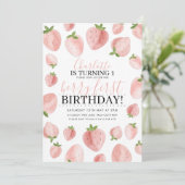 Invitation d'anniversaire 1 an Strawberry Berry po (Debout devant)