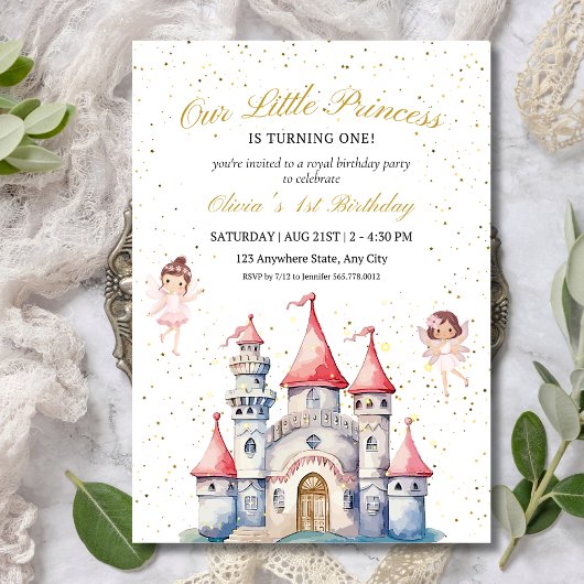 Invitation d'anniversaire 1 an thème Princesse Châ