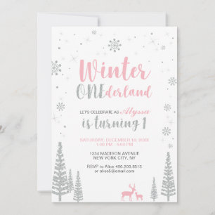 Invitation d'anniversaire 1 an Winter Onederland -
