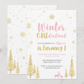 Invitation d'anniversaire 1 an Winter Onederland - (Devant / Derrière)