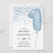 Invitation d'anniversaire 1er ballon bleu pour enf (Devant)