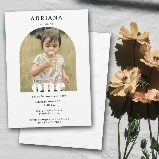 Invitation d'anniversaire 1er Un Photo Boy Girl