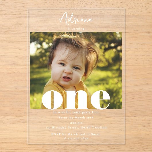 Invitation d'anniversaire 1er Un script photo (Recto)