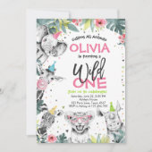 Invitation d'anniversaire 1ère année Animaux de fê (Devant)