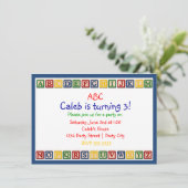 Invitation d'anniversaire 1ère année bébé ABC Alph (Debout devant)