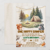 Invitation d'anniversaire 1ère année Camping Anima (Devant / Derrière)