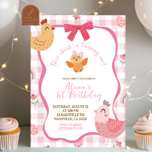 Invitation d'anniversaire 1ère année Chick à carre