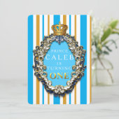 Invitation d'anniversaire 1ère année Couronne Or R (Debout devant)