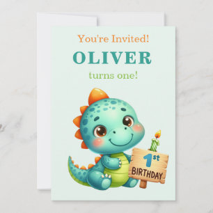 Invitation d'anniversaire 1ère année de dinosaure