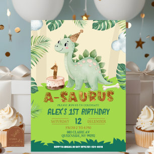Invitation d'anniversaire 1ère année Dinosaur Garç