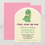Invitation d'anniversaire 1ère année dinosaure pié (Devant / Derrière)