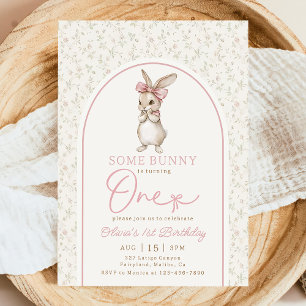 Invitation d'anniversaire 1ère année Fille Lapin C