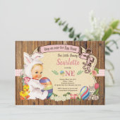 Invitation d'anniversaire 1ère année fille lapin d (Debout devant)