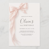 Invitation d'anniversaire 1ère année fille Ruban à (Devant)