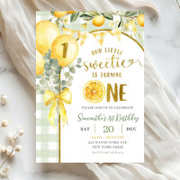Invitation d'anniversaire 1ère année Gingham Citro