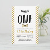 Invitation d'anniversaire 1ère année Or, Nœud Papi (Debout devant)