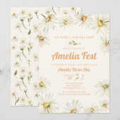 Invitation d'anniversaire 1ère année pour fille | (Devant / Derrière)