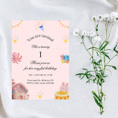 Invitation d'anniversaire 1ère année Rose 