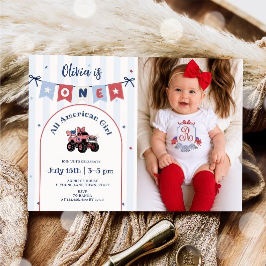 Invitation d'anniversaire 1ère année Rouge Blanc &