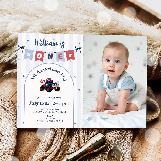 Invitation d'anniversaire 1ère année Rouge Blanc &