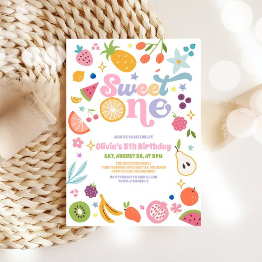 Invitation d'anniversaire 1ère année Sweet One Sum