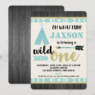 Invitation d'anniversaire 1ère année Wild one sarc