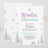 Invitation d'anniversaire 1ère année Winter Oneder (Devant / Derrière)