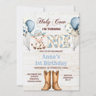 Invitation d'anniversaire 1ère Cow Western Rodeo