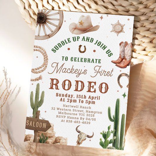 Invitation d'anniversaire 1ère de rodéo western co