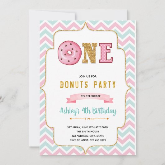 Invitation d'anniversaire 1ère pour Donut un (Devant)