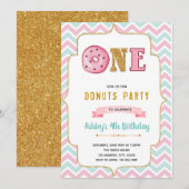 Invitation d'anniversaire 1ère pour Donut un (Devant / Derrière)