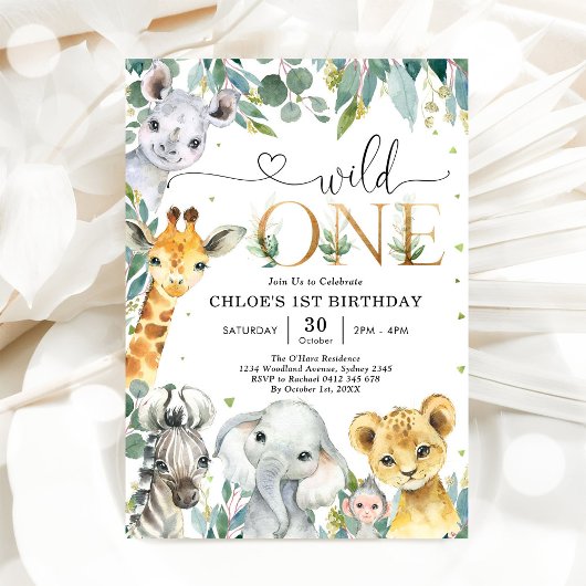 Invitation d'anniversaire 1ère pour les animaux de