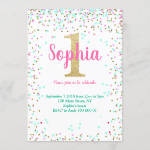 Invitation d'anniversaire 1re Invitation Fille Con