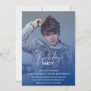 Invitation d'anniversaire 20 ans Bleu Fête d'anniv