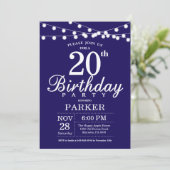 Invitation d'anniversaire 20 ans Bleu marine (Debout devant)