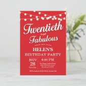 Invitation d'anniversaire 20 ans Rouge Fabuleux (Debout devant)