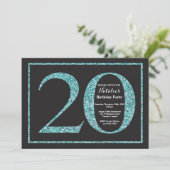Invitation d'anniversaire 20 ans Tableau Noir Pail (Debout devant)
