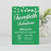Invitation d'anniversaire 20 ans vert fabuleux (Debout devant)