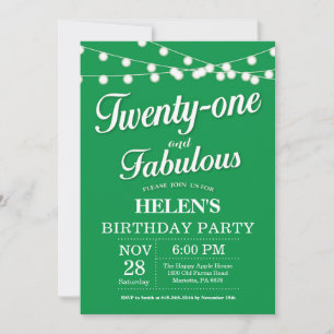 Invitation d'anniversaire 20 ans vert fabuleux