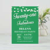 Invitation d'anniversaire 20 ans vert fabuleux (Debout devant)