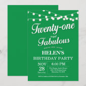 Invitation d'anniversaire 20 ans vert fabuleux (Devant / Derrière)