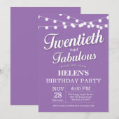 Invitation d'anniversaire 20 ans Violet Fabuleux (Devant / Derrière)