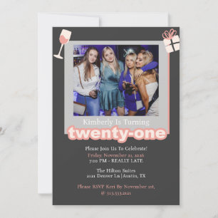 Invitation d'anniversaire 21 ans à la vie nocturne