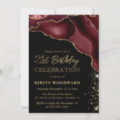 Invitation d'anniversaire 21 ans agate pailletée B (Devant)